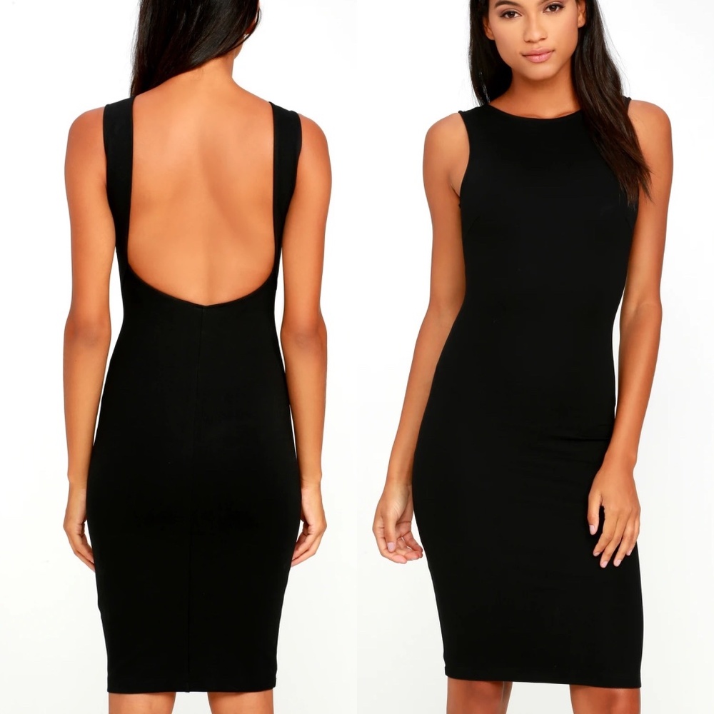 Lulu's Like a Lady Black Backless Midi Dress - Size S